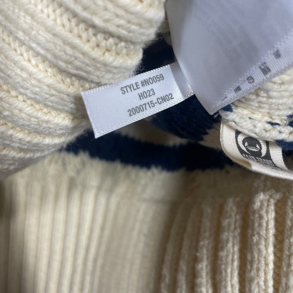 Madewell Size Small Yasmin Stripe Lattice Stitch Sweater Ecru Tan Long Sleeves - Picture 9 of 9